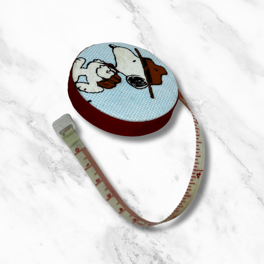 Snoopy & Woodstock Scouts - Peanuts -  Fabric-Covered Retractable Tape Measure - hand-decorated, portable!