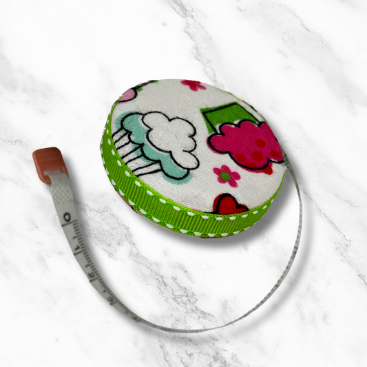 Cupcakes #2 -  Fabric-Covered Retractable Tape Measure - hand-decorated, portable!