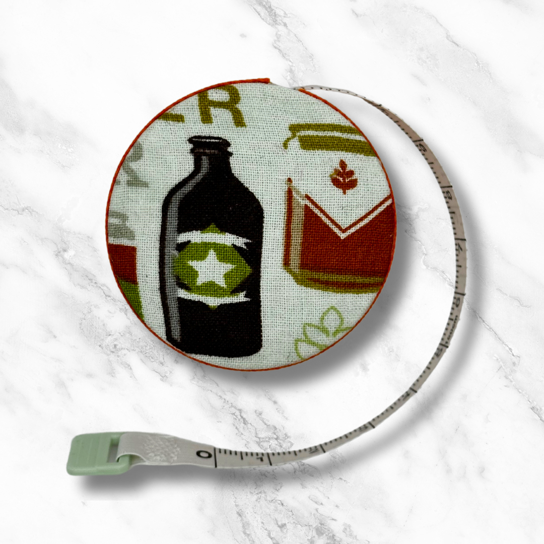 Craft Beer #1-  Fabric-Covered Retractable Tape Measure - hand-decorated, portable!