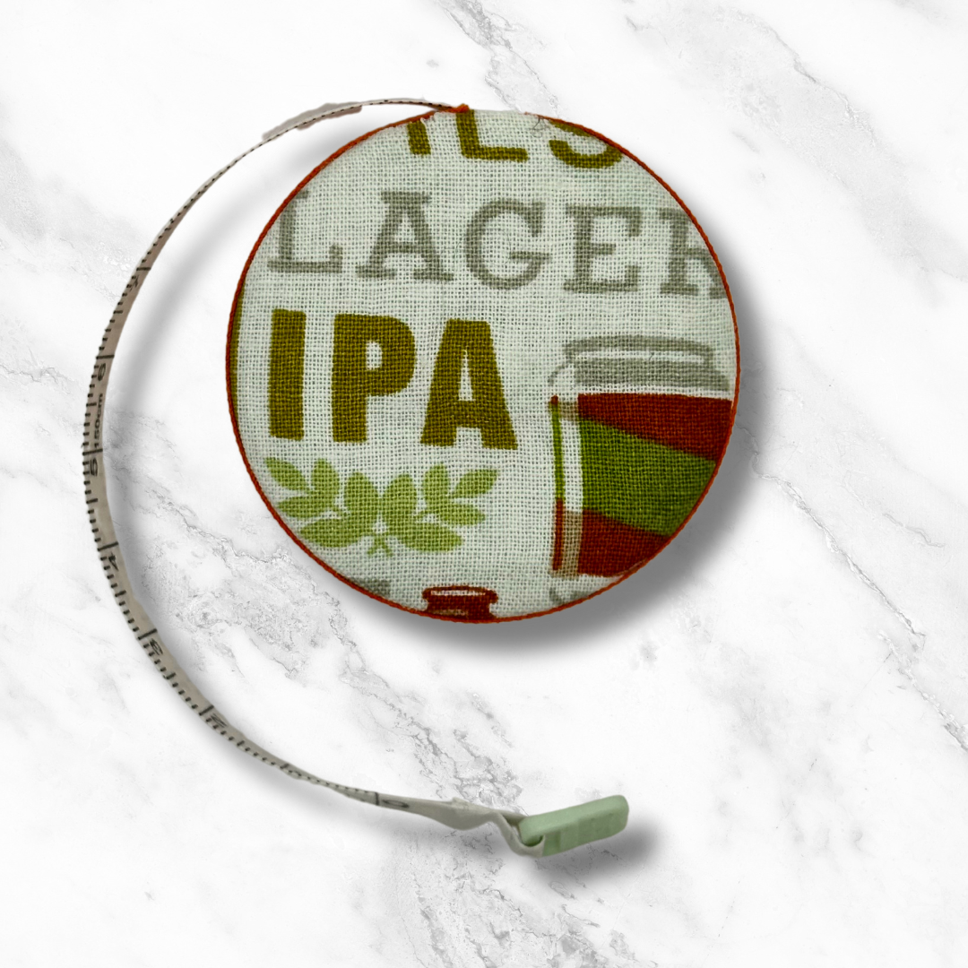 Craft Beer #1-  Fabric-Covered Retractable Tape Measure - hand-decorated, portable!