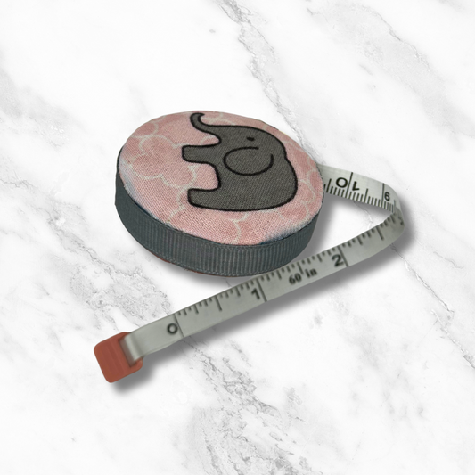 Elephant in the Room - Fabric-Covered Retractable Tape Measure - hand-decorated, portable!