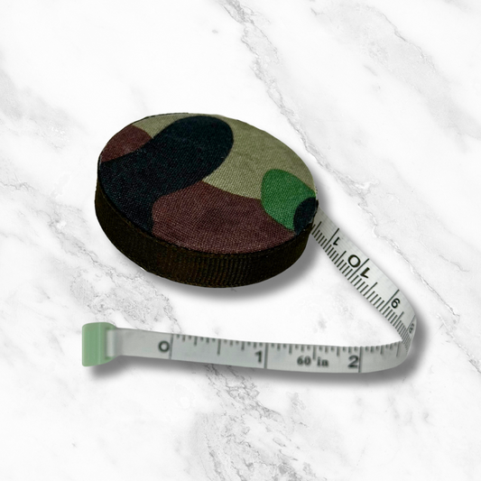 Camo / Camoflauge - Fabric-Covered Retractable Tape Measure - hand-decorated, portable!
