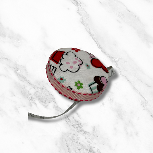 Cupcakes #1 -  Fabric-Covered Retractable Tape Measure - hand-decorated, portable!