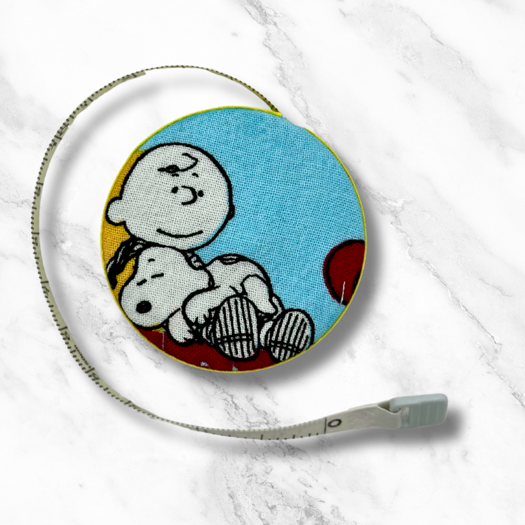 Be Cool - Woodstock, Charlie Brown, Snoopy  - Peanuts -  Fabric-Covered Retractable Tape Measure - hand-decorated, portable!