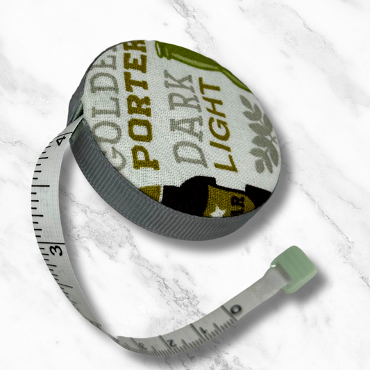 Craft Beer #2-  Fabric-Covered Retractable Tape Measure - hand-decorated, portable!