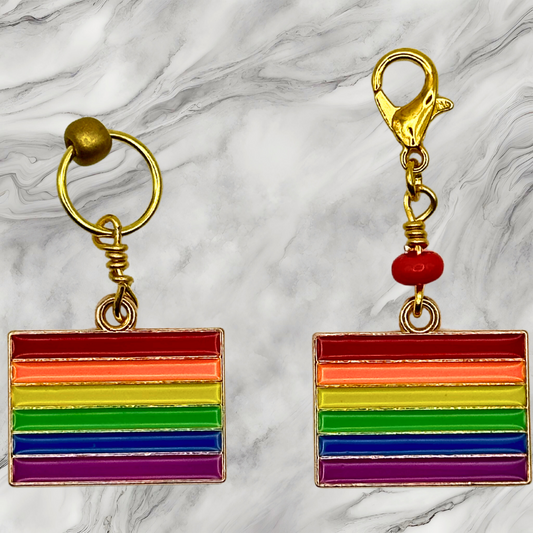 YOU CHOOSE - LGBTQIA+ Pride Charm - Knit, Crochet, or Progress Keeper - Mix 'n Match   (ref #52)