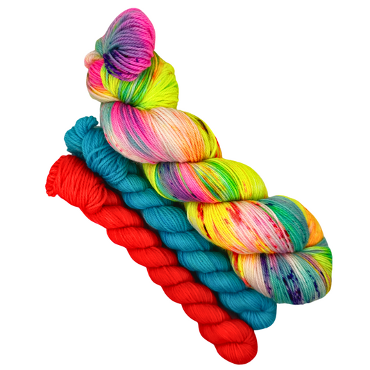 Stolen Kisses at Rock 'n Glow Lanes - Full & TWO Sidekick Mini Skeins Set  - Sturdy 'n Groovin' Sock