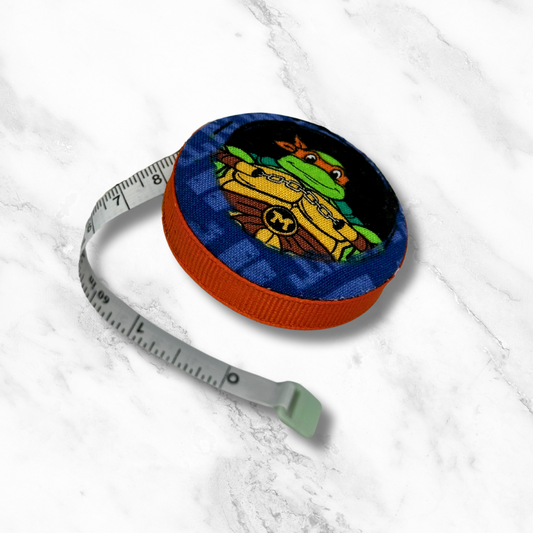 Michaelangelo - TMNT - Teenage Mutant Ninja Turtles -  Fabric-Covered Retractable Tape Measure - hand-decorated, portable!