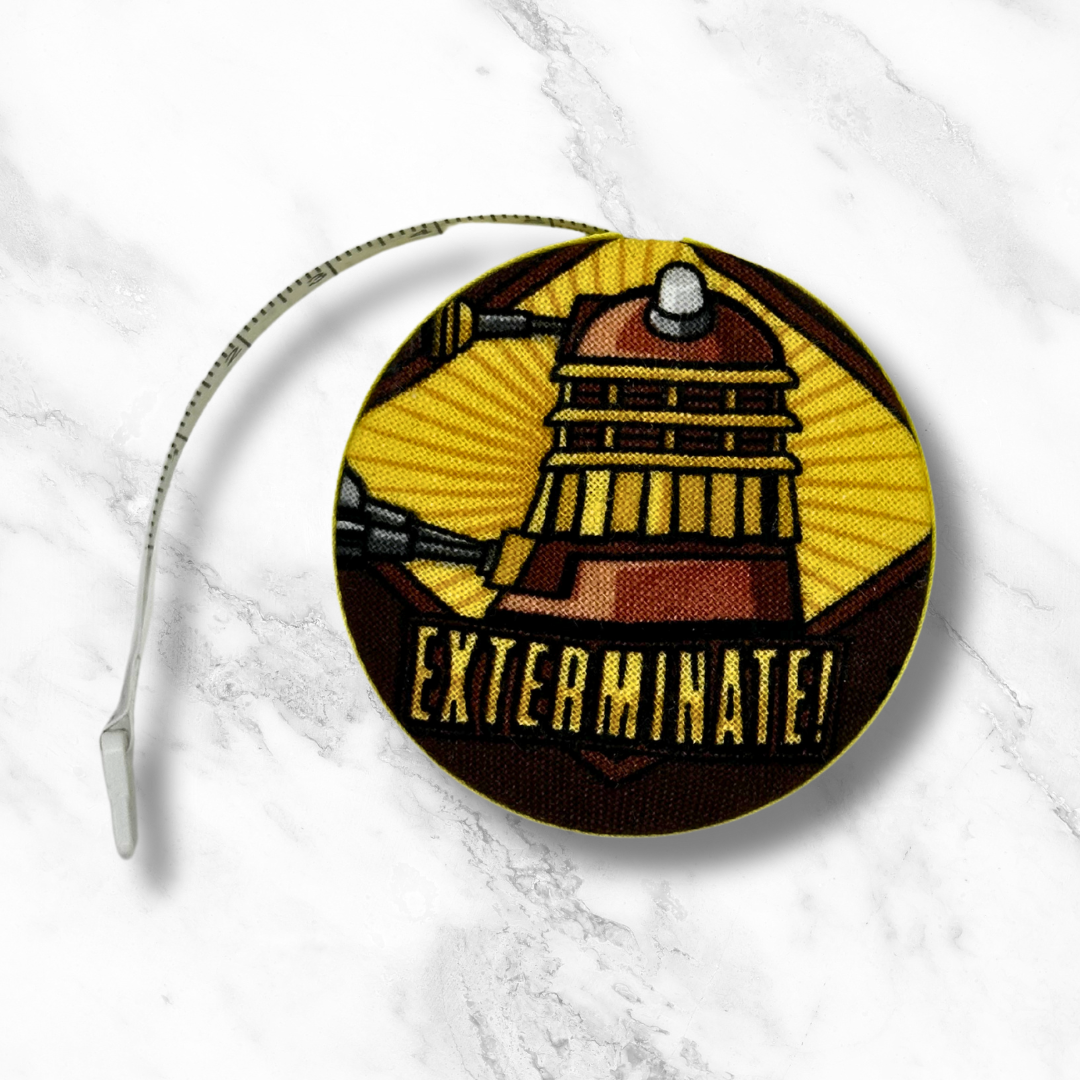 Daleks - Exterminate! Dr. Who -  Fabric-Covered Retractable Tape Measure - hand-decorated, portable!