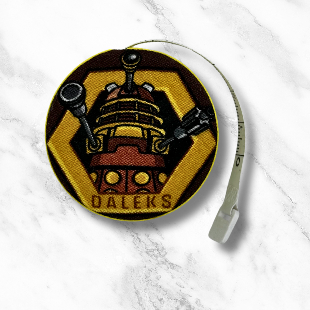 Daleks - Exterminate! Dr. Who -  Fabric-Covered Retractable Tape Measure - hand-decorated, portable!