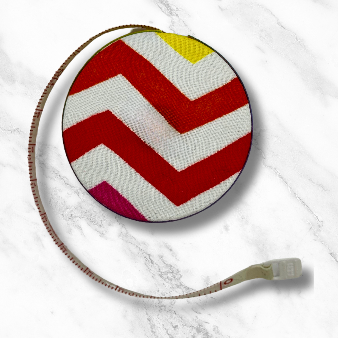 Chevrons - Rainbow - Pride - Fabric-Covered Retractable Tape Measure - hand-decorated, portable!