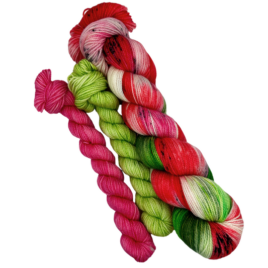 Wattamelon Roll - Full & Sidekick Mini Skein Set - Twisted 'n Groovin' Sock