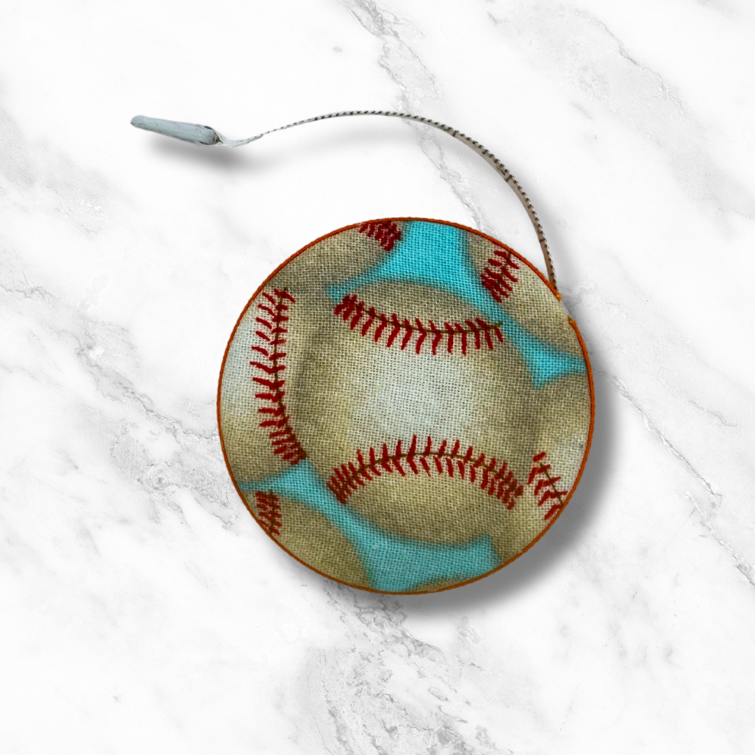 Mets & Baseballs - Fabric-Covered Retractable Tape Measure - hand-decorated, portable!
