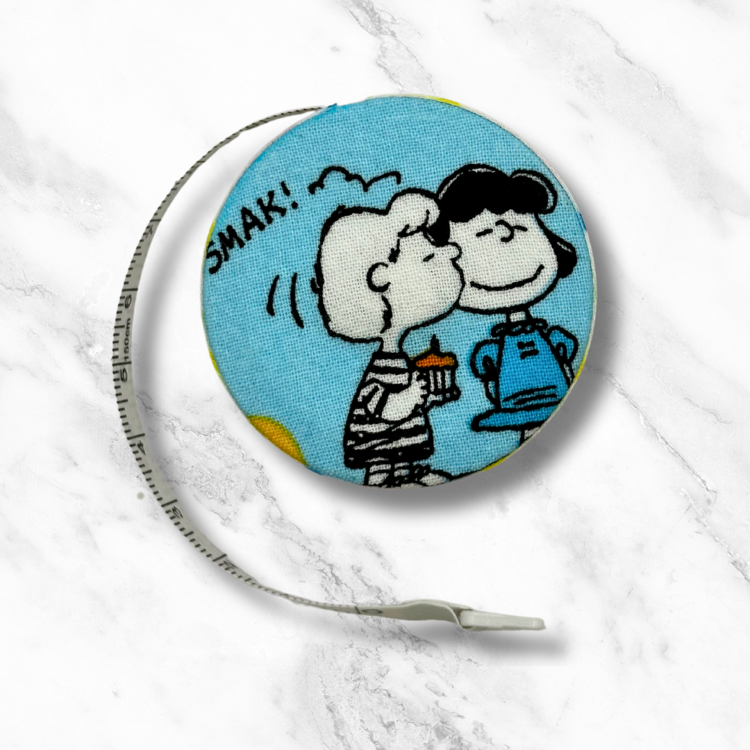 Good Grief! - Peanuts -  Fabric-Covered Retractable Tape Measure - hand-decorated, portable!