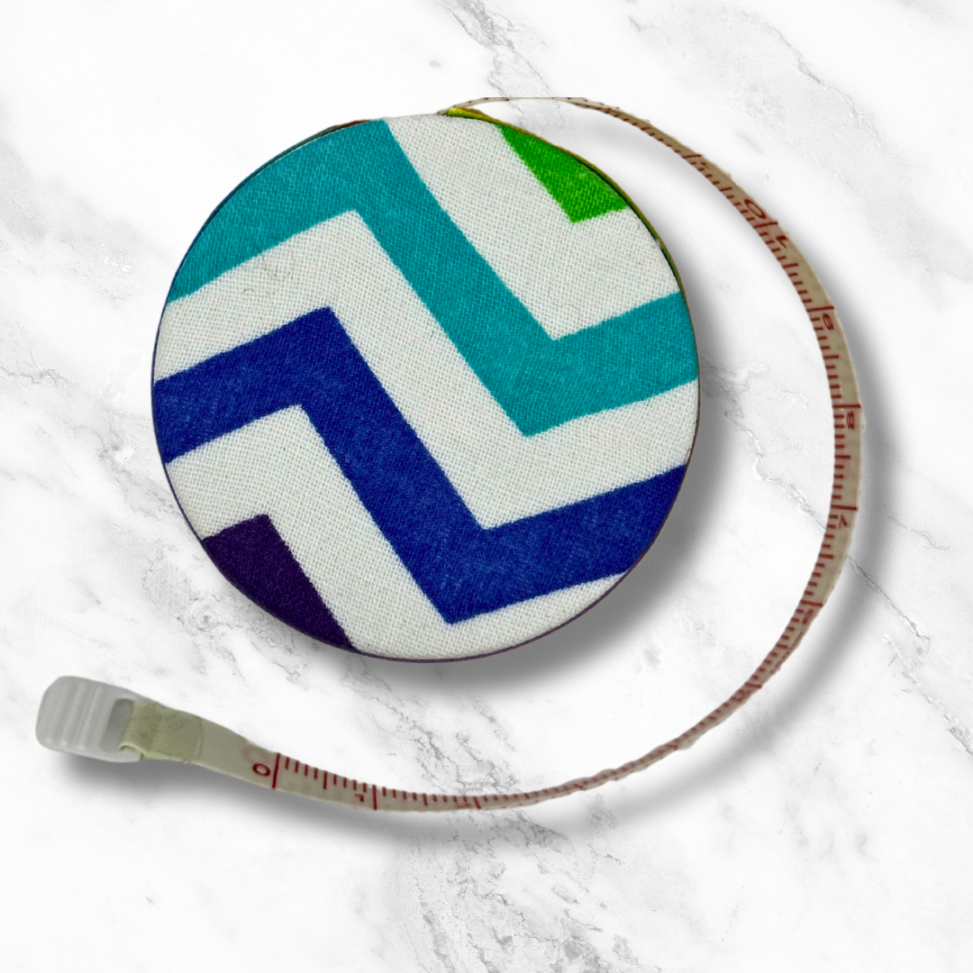 Chevrons - Rainbow - Pride - Fabric-Covered Retractable Tape Measure - hand-decorated, portable!